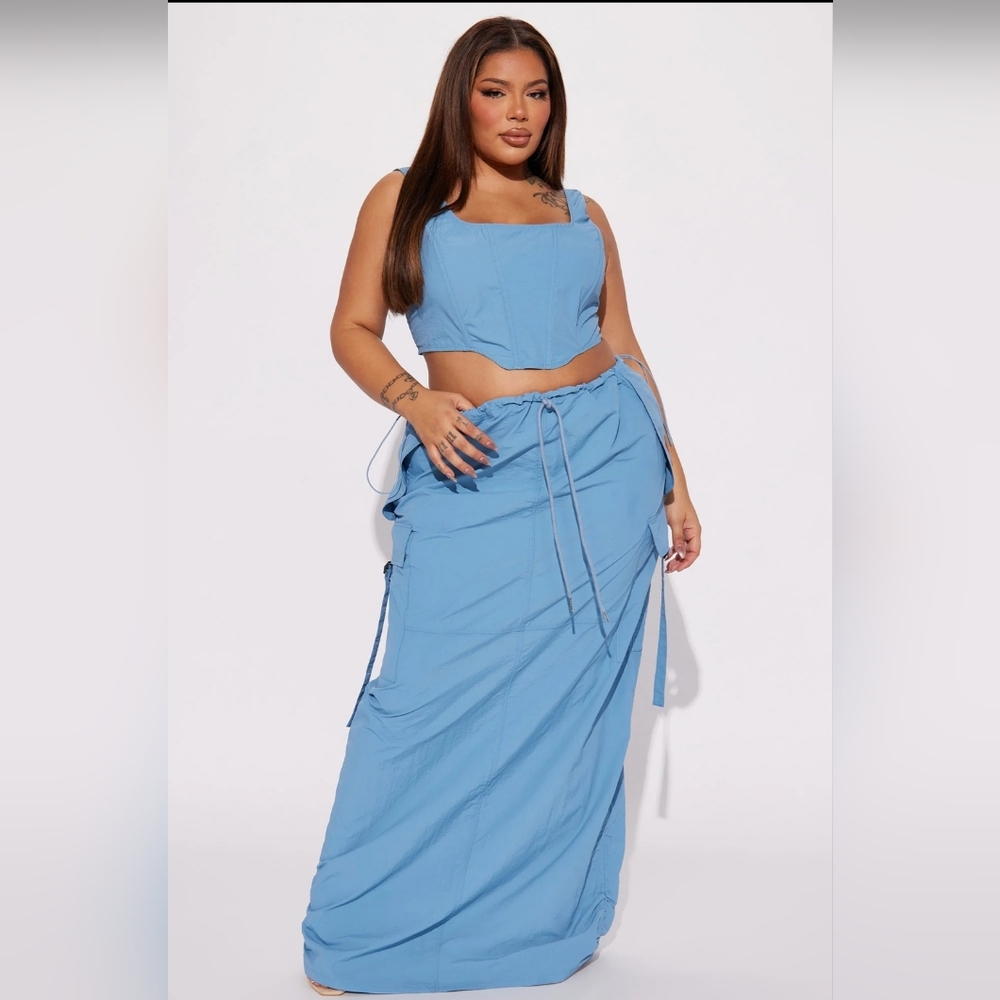 Fashion Nova You Ain't Ready Yet Skirt Set - Dusty Blue